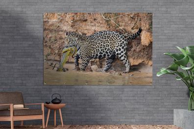 Gartenposter - 180x120 cm - Jaguar - Schlange - Wasser (Gr. 180x120 cm)