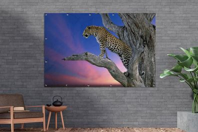 Gartenposter - 180x120 cm - Leopard - Baum - Zweig (Gr. 180x120 cm)