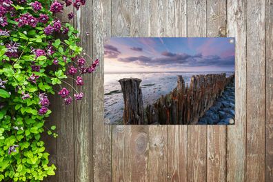 Gartenposter - 90x60 cm - Masten im Wattenmeer bei Moddergat (Gr. 90x60 cm)