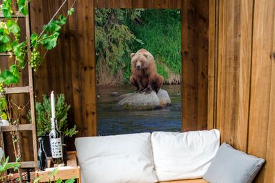 Gartenposter - 80x120 cm - Bär - Stein - Tier (Gr. 80x120 cm)