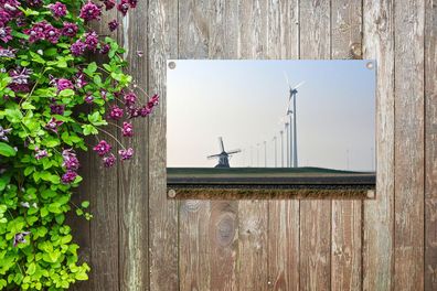 Gartenposter - 90x60 cm - Windmühlen in Eemshaven (Gr. 90x60 cm)