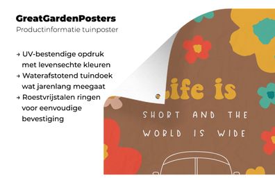 Gartenposter - 120x180 cm - Sprichwörter - Zitate - Das Leben ist kurz und die Welt i