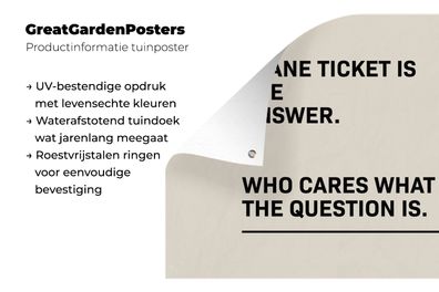 Gartenposter - 180x120 cm - Sprichwörter - Zitate - Flugticket ist die Antwort - Wen