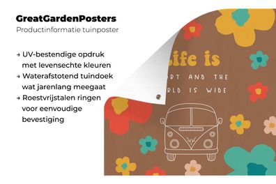 Gartenposter - 200x200 cm - Sprichwörter - Zitate - Das Leben ist kurz und die Welt i