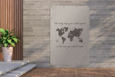 Gartenposter - 120x180 cm - Sprichwörter - Zitate - Die einzige Reise, die du bereuen