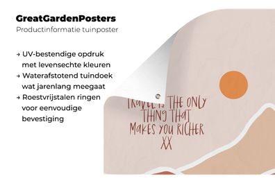 Gartenposter - 120x180 cm - Sprichwörter - Zitate - Reisen ist das Einzige, das dich