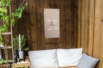 Gartenposter - 40x80 cm - Sprichwörter - Zitate - Sonnenuntergänge &amp; Palmen