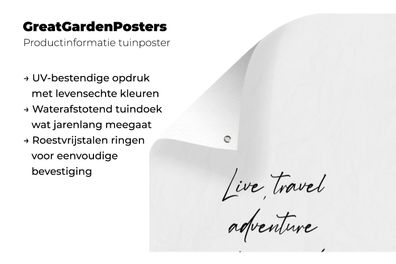 Gartenposter - 80x160 cm - Zitate - Leben, reisen, Abenteuer erleben, segnen und nich