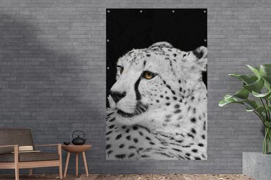 Gartenposter - 120x180 cm - Leopard - Weiß - Schwarz (Gr. 120x180 cm)