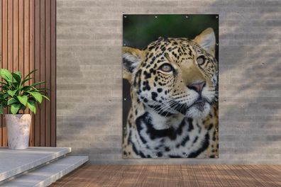 Gartenposter - 120x180 cm - Leopard - Kopf - Wald (Gr. 120x180 cm)