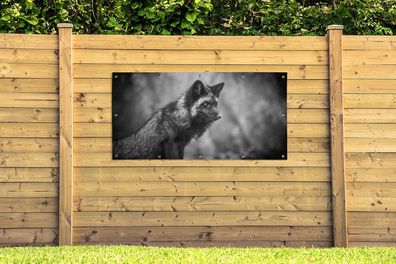 Gartenposter - 160x80 cm - Fuchs - Schwarz - Weiß (Gr. 160x80 cm)