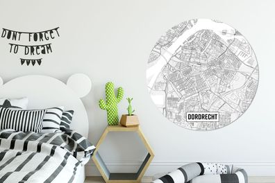 Runde Wandbilder - 140x140 cm - Stadtplan von Dordrecht (Gr. 140x140 cm)
