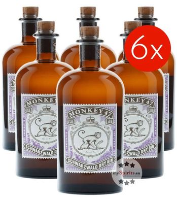 6 x Monkey 47 Schwarzwald Dry Gin (47 % vol., 3,0 Liter) (47 % vol., hide)