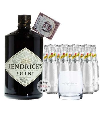 Hendrick?s Gin & 9 x Schweppes Dry Tonic Water & Glas (44 % Vol., 2,5 Liter) (44 % Vo