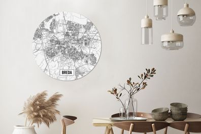 Runde Wandbilder - 90x90 cm - Stadtplan von Breda (Gr. 90x90 cm)