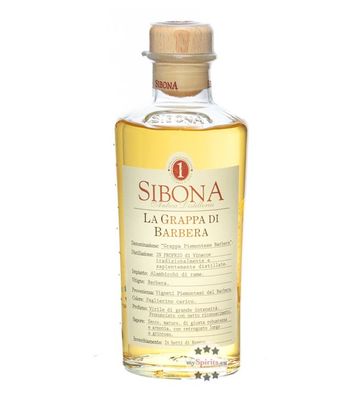 Sibona Grappa di Barbera (, 0,5 Liter) (40 % Vol., hide)