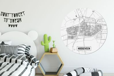 Runde Wandbilder - 120x120 cm - Stadtplan Hoogeveen (Gr. 120x120 cm)