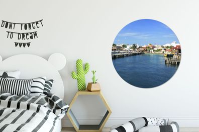 Runde Wandbilder - 90x90 cm - Hafen von Isla Mujeres in Mexiko (Gr. 90x90 cm)