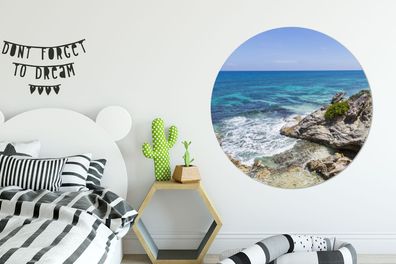 Runde Wandbilder - 120x120 cm - Angeschwemmte Wellen auf Isla Mujeres