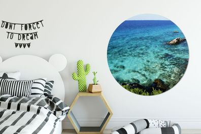 Runde Wandbilder - 140x140 cm - Klares blaues Wasser in der Nähe der Insel Isla Mujer