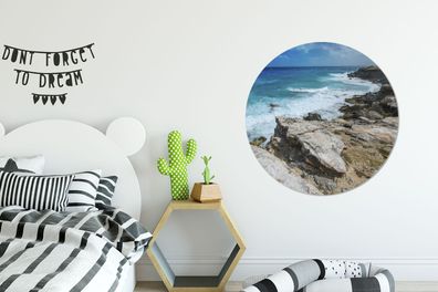 Runde Wandbilder - 90x90 cm - Küstenlinie der nordamerikanischen Insel Isla Mujeres