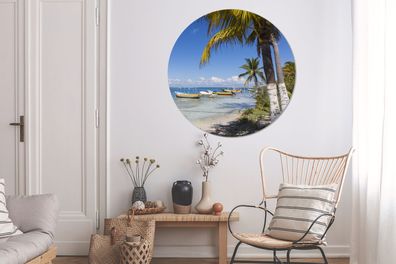 Runde Wandbilder - 140x140 cm - Strand von Isla Mujeres (Gr. 140x140 cm)