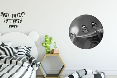 Runde Wandbilder - 60x60 cm - Transparent Schmetterling auf einem Blatt in Costa Rica