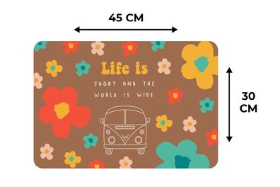 Placemats Vinyl - 6 stuks - 45x30 cm - Sprichwörter - Zitate - Das Leben ist kurz und