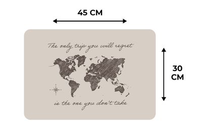 Placemats Vinyl - 6 stuks - 45x30 cm - Sprichwörter - Zitate - Die einzige Reise, die