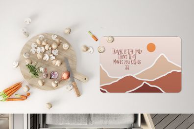 Placemats Vinyl - 6 stuks - 45x30 cm - Sprichwörter - Zitate - Reisen ist das Einzige