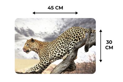 Placemats Vinyl - 6 stuks - 45x30 cm - Leopard - Wolken - Baum (Gr. 45x30 cm)