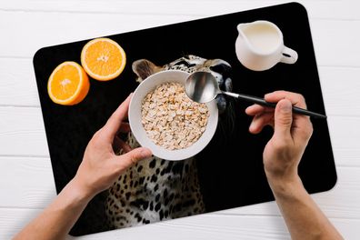 Placemats Vinyl - 6 stuks - 45x30 cm - Leopard - Schwarz - Farbton (Gr. 45x30 cm)