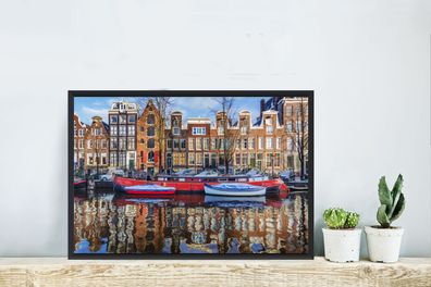 Poster - 60x40 cm - Gracht in Amsterdam (Gr. 60x40 cm)