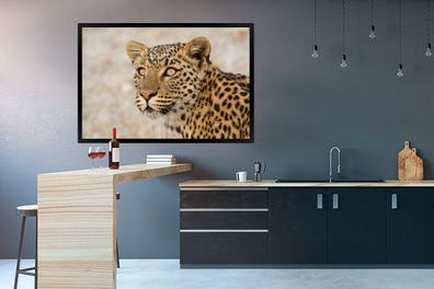Poster - 120x80 cm - Leopard - Makro - Braun (Gr. 120x80 cm)