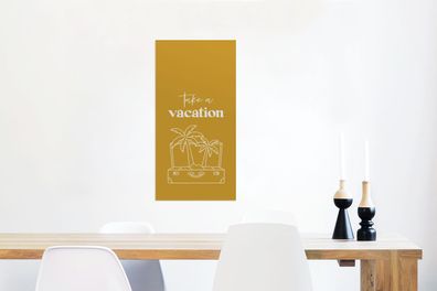 Glasbilder - 40x80 cm - Sprichwörter - Zitate - Urlaub machen - Palme (Gr. 40x80 cm)