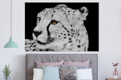 Glasbilder - 150x100 cm - Leopard - Weiß - Schwarz (Gr. 150x100 cm)