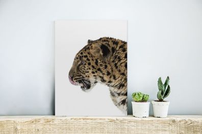 Glasbilder - 30x40 cm - Leopard - Schnee - Kopf (Gr. 30x40 cm)