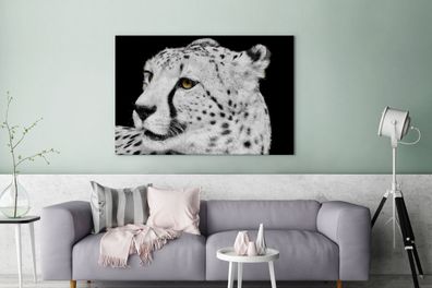 Leinwandbilder - 140x90 cm - Leopard - Weiß - Schwarz (Gr. 140x90 cm)