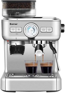 Siebträgermaschine mit 30 Stufen Mahlwerk, Kaffeemaschine mit Milchaufschäumdüse