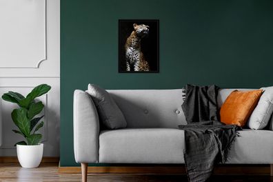 Poster - 30x40 cm - Leopard - Schwarz - Farbton (Gr. 30x40 cm)