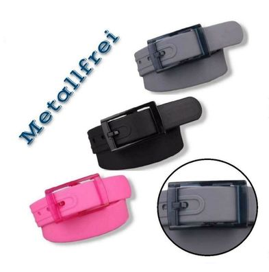 Gürtel Metallfrei Ohne Metall Gummi Gurt Kunststoff 115cm Metalllos Schwarz Rosa Grau