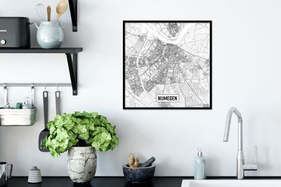 Poster - 40x40 cm - Stadtplan von Nijmegen (Gr. 40x40 cm)