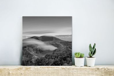 Glasbilder - 20x20 cm - Poas Vulkan bei Sonnenuntergang in Costa Rica in schwarz und