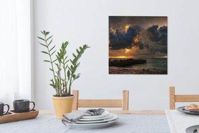 Leinwandbilder - 50x50 cm - Sonnenuntergang mit Wolken in Isla-Mujeres (Gr. 50x50 cm)