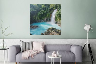 Glasbilder - 90x90 cm - Rio Celeste Wasserfall am Tenoria Vulkan in Costa Rica