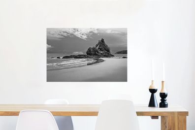 Glasbilder - 90x60 cm - Paradies am Strand von Costa Rica in Schwarz und Weiß