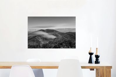 Glasbilder - 60x40 cm - Poas Vulkan bei Sonnenuntergang in Costa Rica in schwarz und