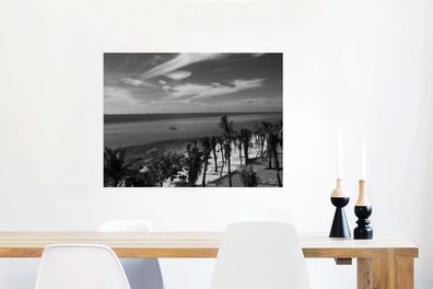 Glasbilder - 80x60 cm - Ozean auf der Insel Isla Mujeres - Schwarz und Weiß