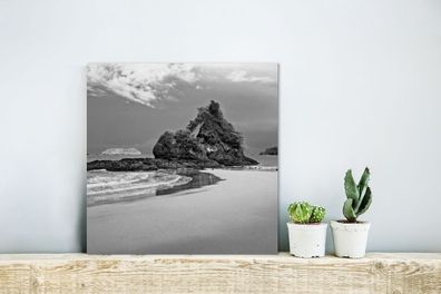 Glasbilder - 20x20 cm - Paradies am Strand von Costa Rica in Schwarz und Weiß