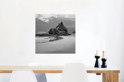 Glasbilder - 50x50 cm - Paradies am Strand von Costa Rica in Schwarz und Weiß